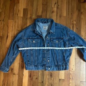 Unisex Medium Blue Wash Button Up Denim Jacket Size US 8 M/L